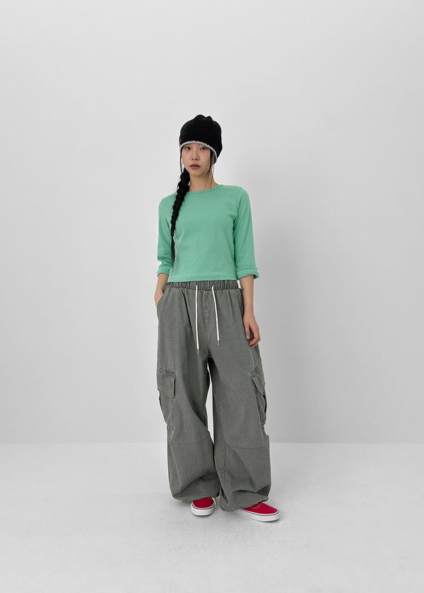 (UNISEX) Ar Cargo Wide String Pants
