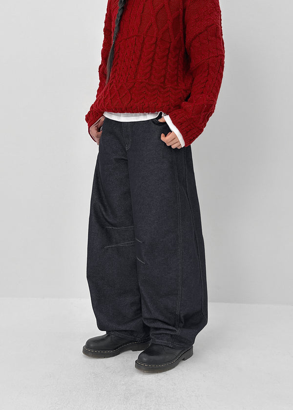 Yellr Non-fade Balloon Wide Denim Pants