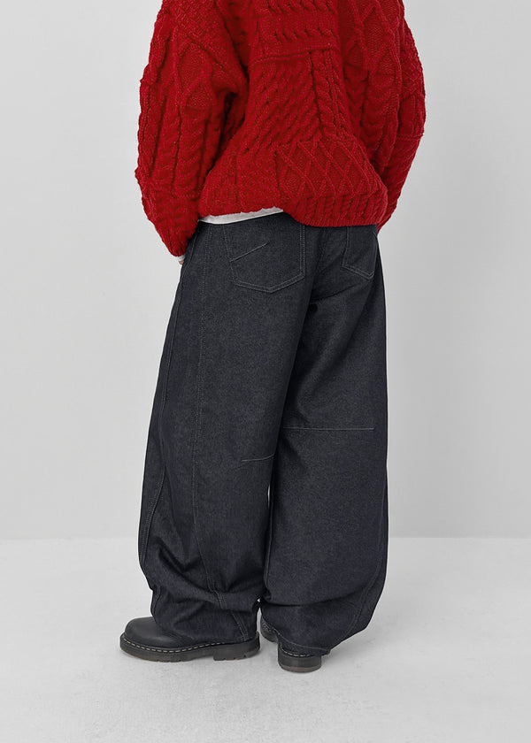 Yellr Non-fade Balloon Wide Denim Pants