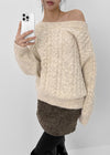 Roye Cable Off-shoulder Wool Knit