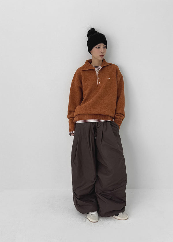 Nesto Angora Two-tone Collar-neck Knit