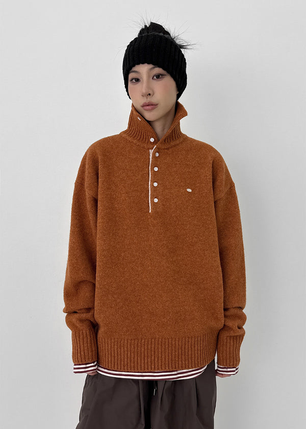 Nesto Angora Two-tone Collar-neck Knit