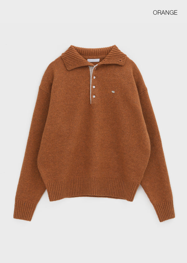 Nesto Angora Two-tone Collar-neck Knit