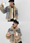 Shate Fur Collar Quilted Denim Jacket (2 Oz)