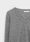 Richas V-neck knit long-sleeved T-shirt