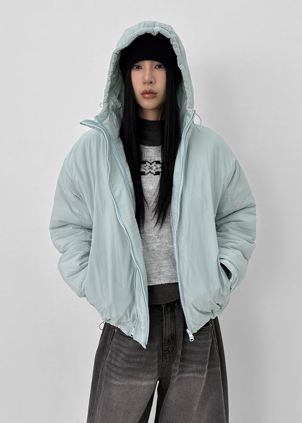 (UNISEX) Carlito Hooded Crop Wellon Padding (4 Oz)