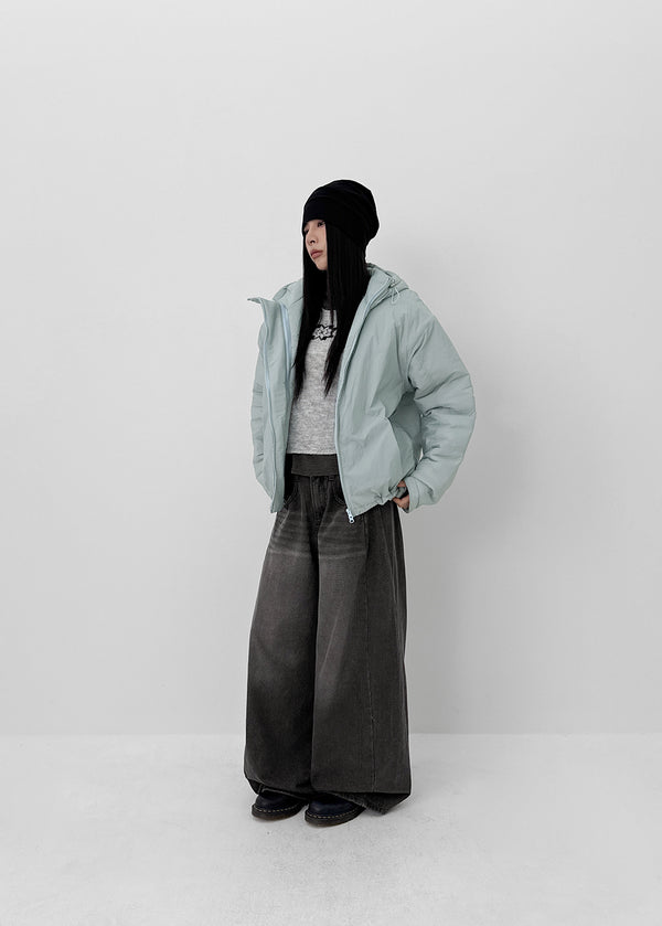 (UNISEX) Carlito Hooded Crop Wellon Padding (4 Oz)