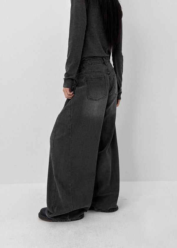 Currenty Washed Cut Fleece Denim Pants