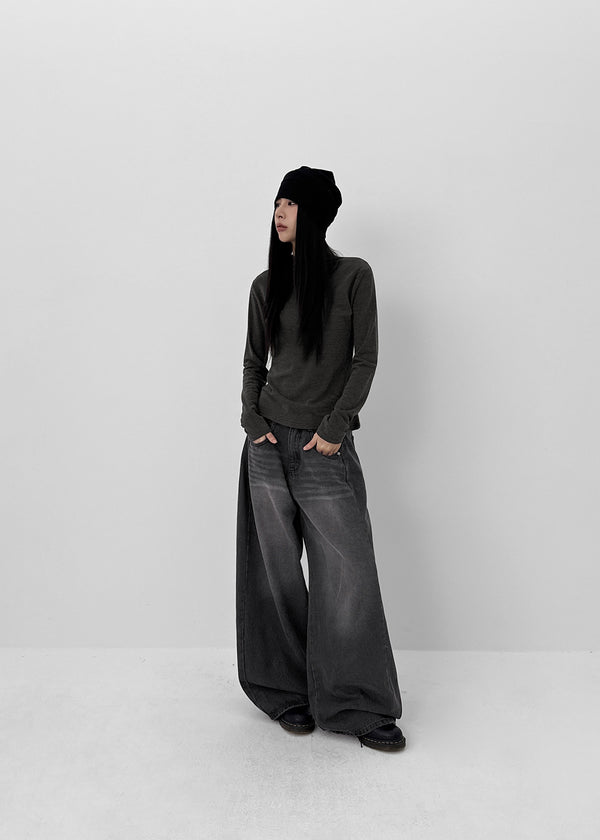 Currenty Washed Cut Fleece Denim Pants