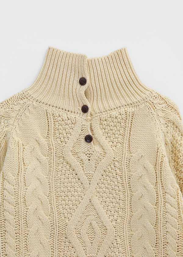 Yoichi Cable Henley Neck Knit