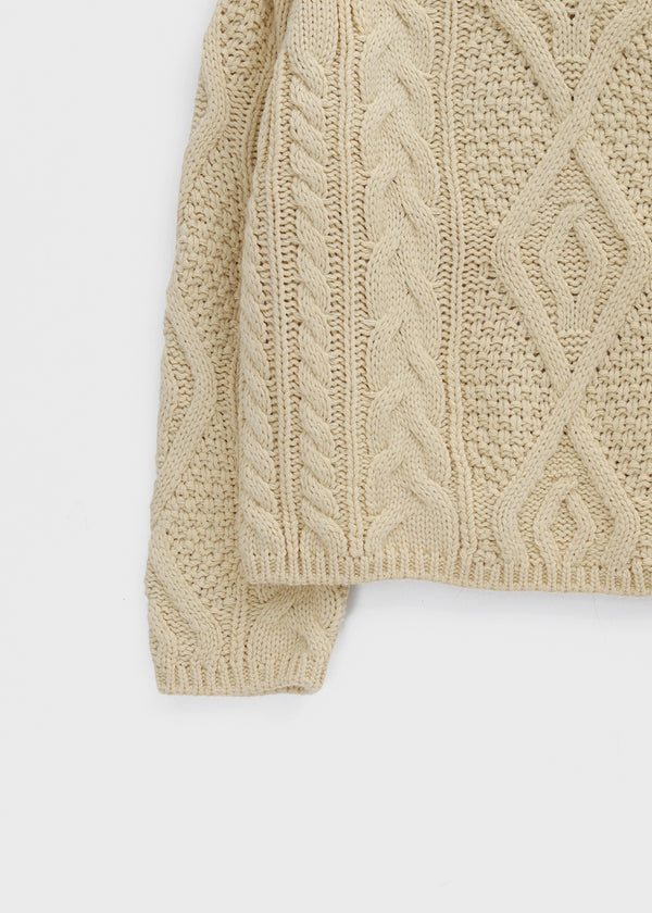 Yoichi Cable Henley Neck Knit