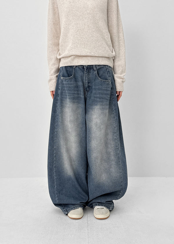 Currenty Washed Cut Fleece Denim Pants
