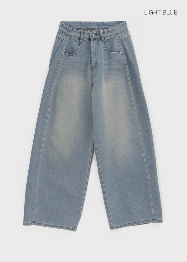 Currenty Washed Cut Fleece Denim Pants