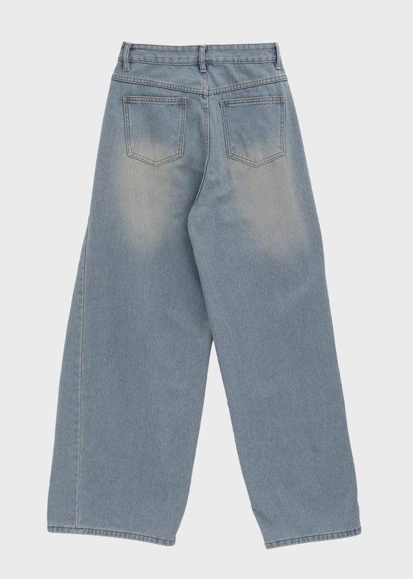 Currenty Washed Cut Fleece Denim Pants