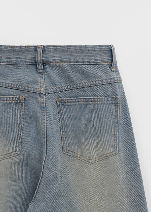 Currenty Washed Cut Fleece Denim Pants