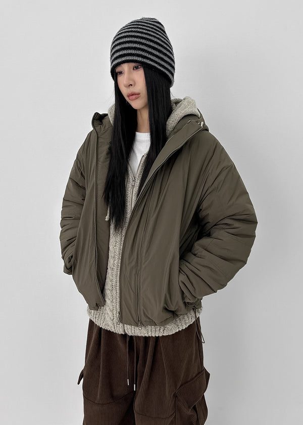 (UNISEX) Carlito Hooded Crop Wellon Padding (4 Oz)