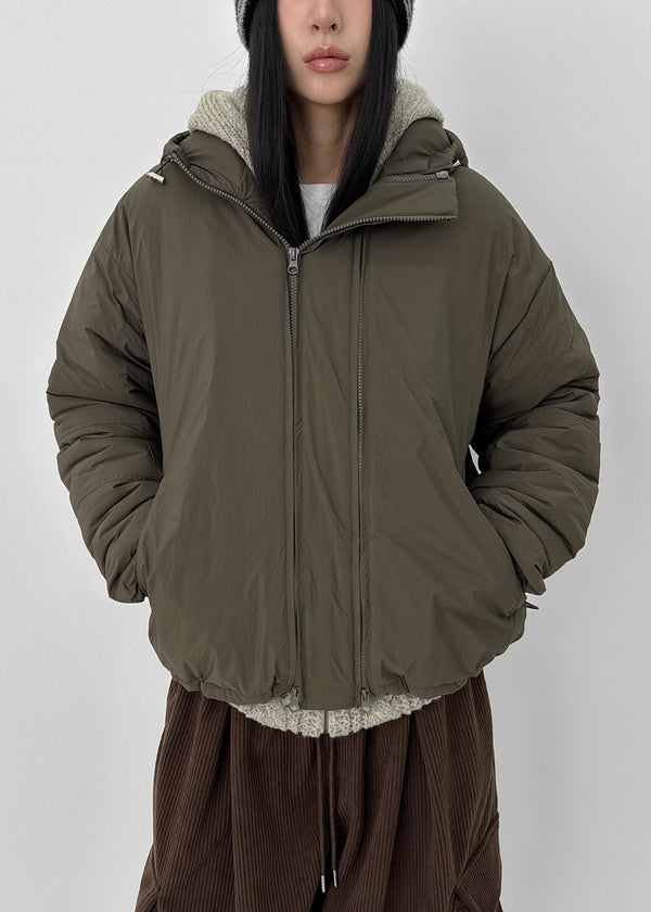 (UNISEX) Carlito Hooded Crop Wellon Padding (4 Oz)