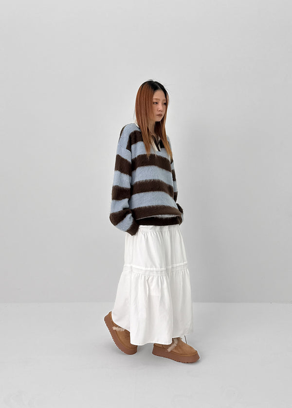 Camlet Hairy Stripe Collar Knit