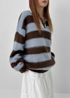 Camlet Hairy Stripe Collar Knit