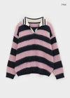 Camlet Hairy Stripe Collar Knit