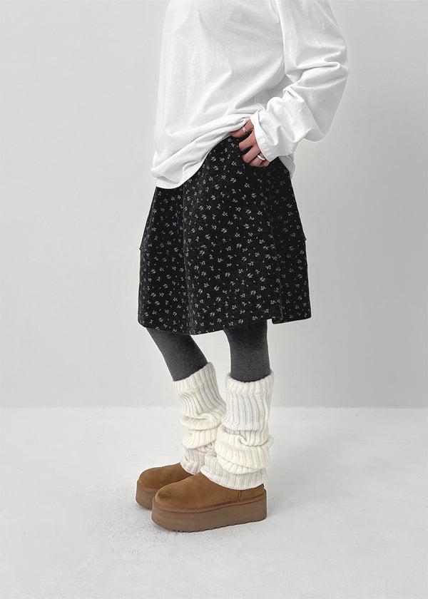 Atel Flower Fleece Banding Midi Skirt