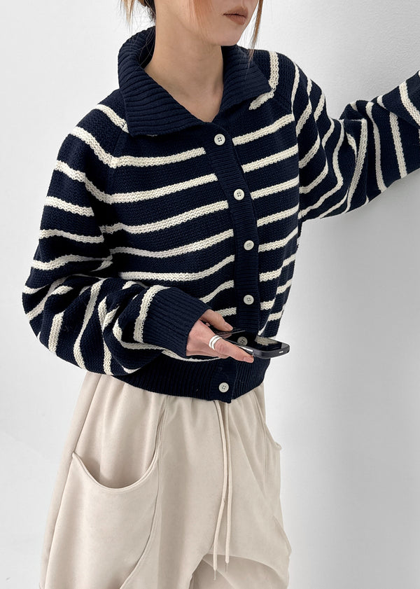 Pell Stripe Collar Knit Cardigan