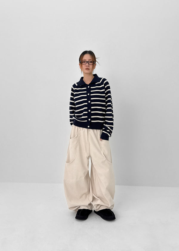 Pell Stripe Collar Knit Cardigan