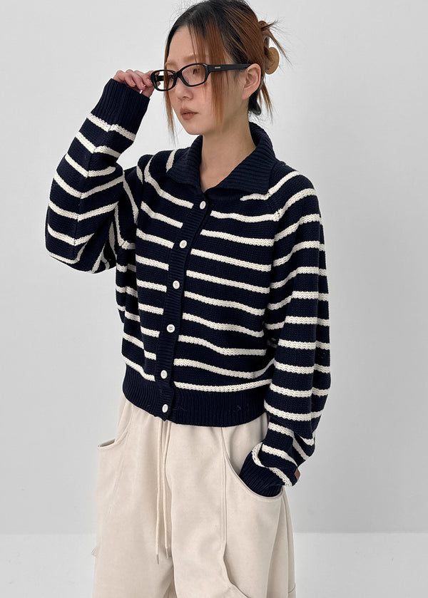 Pell Stripe Collar Knit Cardigan