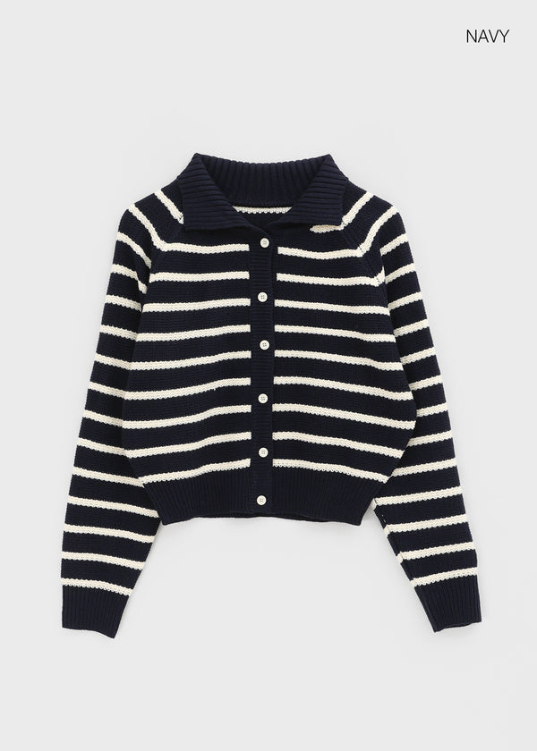 Pell Stripe Collar Knit Cardigan