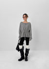 Hushing Strap Boat Neck Wool Knit Cardigan