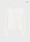 Hushing Strap Boat Neck Wool Knit Cardigan