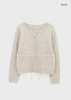 Hushing Strap Boat Neck Wool Knit Cardigan