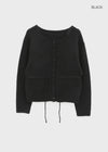 Hushing Strap Boat Neck Wool Knit Cardigan