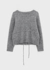 Hushing Strap Boat Neck Wool Knit Cardigan
