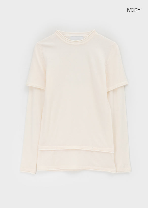 Lutem Layered Long Sleeve Wool Knit