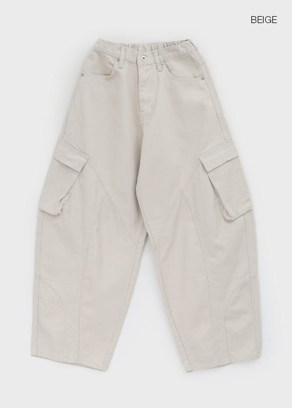 (UNISEX) Mitcho Curved Balloon Back Banding Cargo Pants