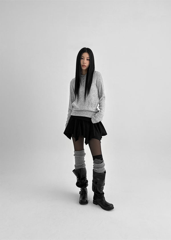 Kyel Snap Button Folding Unbalanced Mini Skirt