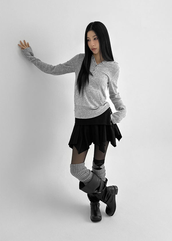 Kyel Snap Button Folding Unbalanced Mini Skirt