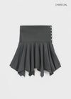 Kyel Snap Button Folding Unbalanced Mini Skirt
