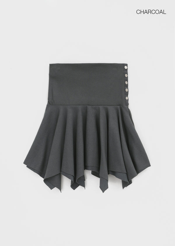 Kyel Snap Button Folding Unbalanced Mini Skirt