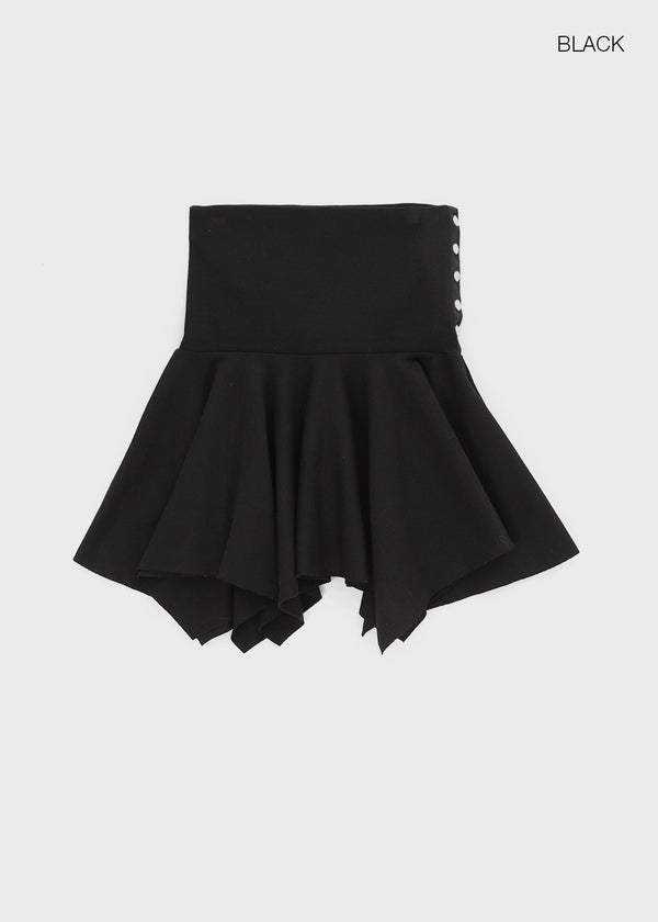 Kyel Snap Button Folding Unbalanced Mini Skirt