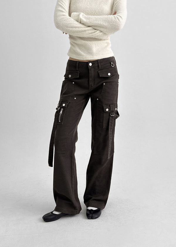 Ronrom Low-waist Wide Bootcut Cargo Pants
