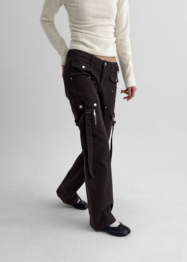 Ronrom Low-waist Wide Bootcut Cargo Pants