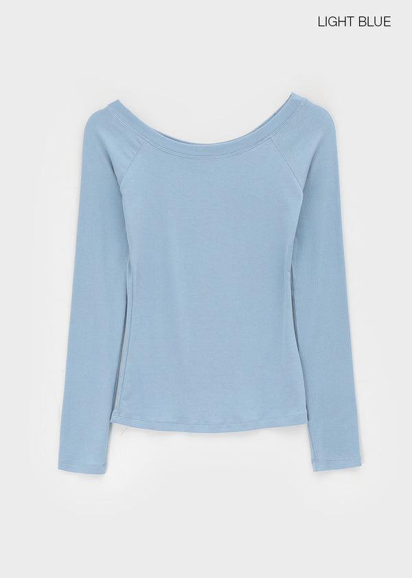 Yantou Off-Shoulder Tencel Long-Sleeve Top