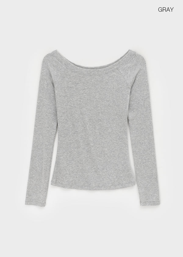 Yantou Off-Shoulder Tencel Long-Sleeve Top