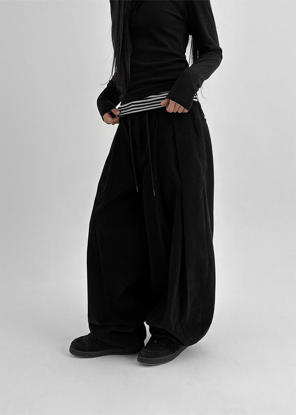 Shaver Pintuck Balloon Cotton Banding Pants