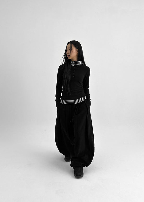 Tabik High Neck Fleece Button Hoodie