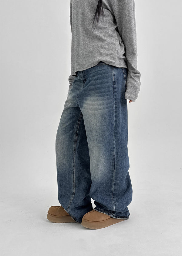 (UNISEX) Pilar Washing Wide Denim Pants