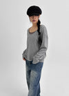 T-ville Wide U-neck Wool Knit Long Sleeve T-shirt