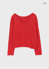 T-ville Wide U-neck Wool Knit Long Sleeve T-shirt